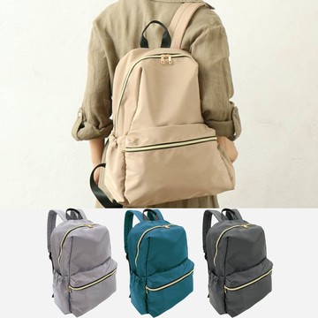 日本 polkapolka - 人氣款！10口袋大容量金釦後背包-卡其