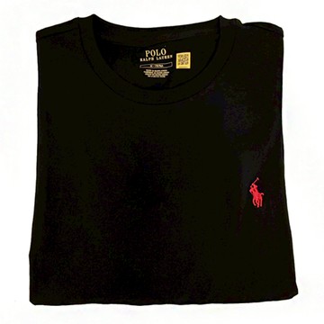 【RALPH LAUREN】POLO刺繡小馬中性長袖薄款T恤上衣(黑色/M號)