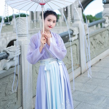 中國風原創傳統漢服女刺繡對襟襦裙中國風日常仙女連衣裙三件套裝1入