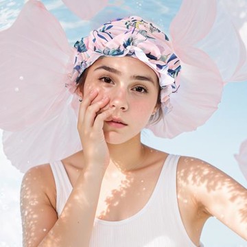 飛魚未來泳帽女士長發時尚護耳不勒頭布料舒適透氣新款溫泉游泳帽