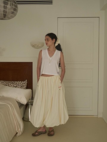 Air Balloon Long Skirt [Whisper yellow]