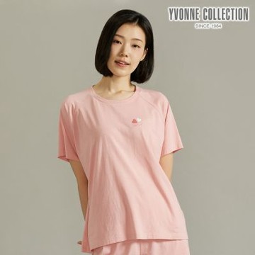 YVONNE 以旺傢飾【膠原美膚】網路限定 | 愛心網印短袖上衣-純淨粉
