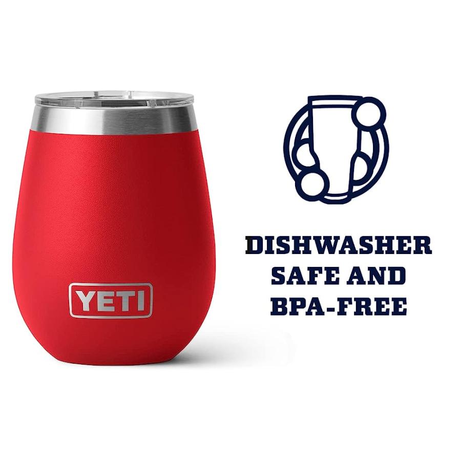 YETI RAMBLER 10 OZ WINE TUMBLER, VACUUM INSULATED, STAINLESS STEEL WITH MAGSLIDER LID, RESCUE RED