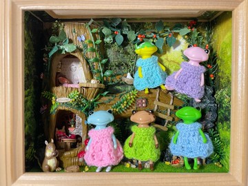 手作娃衣 WonderFrog 5cm小蛙 森林系精靈花苞裙 鉤針娃衣