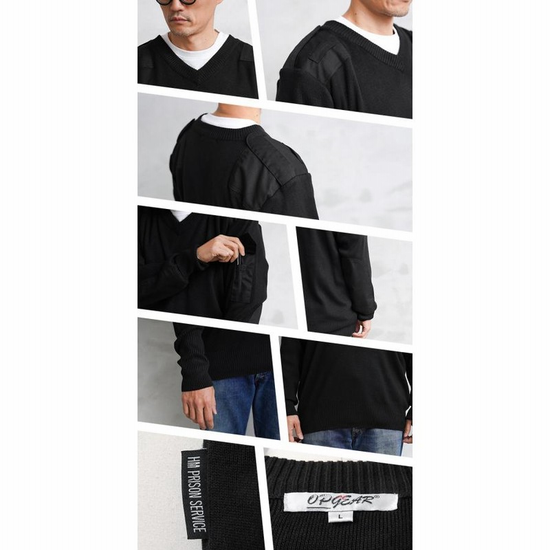 実物 新品 イギリス HMプリズンサービス Vネック セーター BLACK 