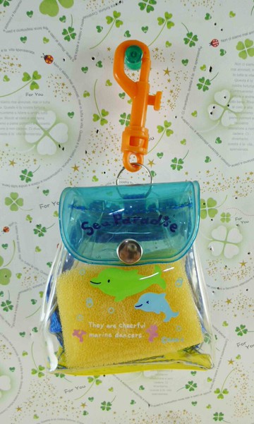 【震撼精品百貨】San-X動物家族 藍綠海豚 後背零錢包-藍 震撼日式精品百貨