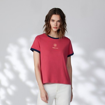 純棉幸運草撞色短袖上衣(3色)