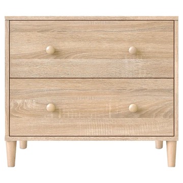 HOPMA 合馬家具 美背伍德實木腳斗櫃  北歐實木二抽斗櫃  漂流木色 1個  淺橡木  60.2cm  2層