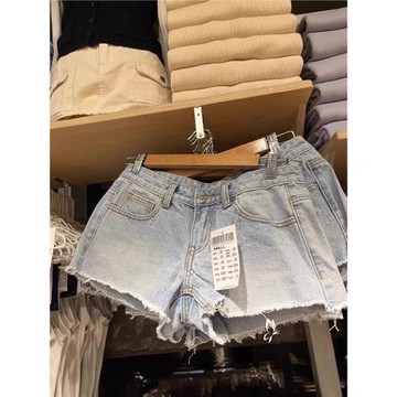 Brandy Girl復古低腰bm牛仔短褲女顯瘦顯腿長性感休閑毛邊熱褲