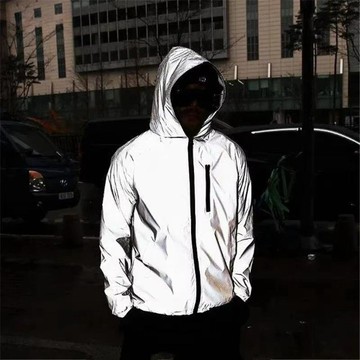 【男裝】臺灣出貨夜跑騎行男女情侶夜光夾克春秋連帽防風風衣休閒反光發光寬鬆外套