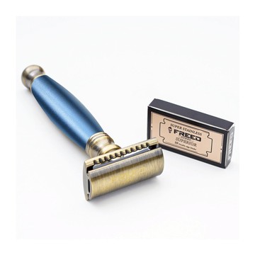 [快速出貨]【FREED】封閉式復古雙刃安全刮鬍刀- 帝王藍 (附刀片10片) 客製化刻字 生日禮物 送禮推薦 男生禮物 現貨 摩羯座 水瓶座 禮物獨家 新品上市 情人節禮物