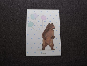 ni.kou小熊氣球明信片
