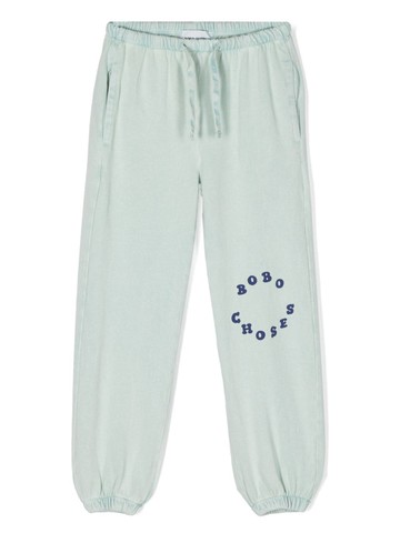 Bobo Choses - logo-print cotton trousers - kids - Organic Cotton - 12-13 - Blue