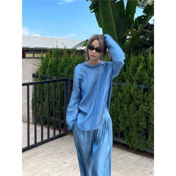 【deepmoss】24 夏新款百搭氣質水澤平領長袖上衣