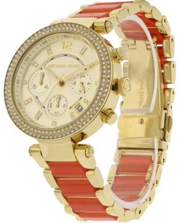 『Marc Jacobs旗艦店』美國代購 Michael Kors  潮流時尚橙色錶帶三眼日曆腕錶