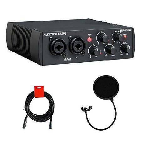 PreSonus AudioBox USB 96 2x2 USB Audio Interface (25th Anniversary Black) with Pop Filter ＆ XLR Cable Bundle