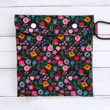 暮夜粉彩小花韓棉 袋蓋提繩版 環保食物袋 美國食品級認證防水布