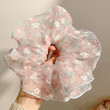 免運💦柔軟泡泡紗韓國粉色碎花大腸髮圈女高級感仙氣慵懶風頭繩髮飾超大髮圈 髮夾 緞帶 彈簧夾 髮圈 髮飾 皮筋髮飾 髮繩