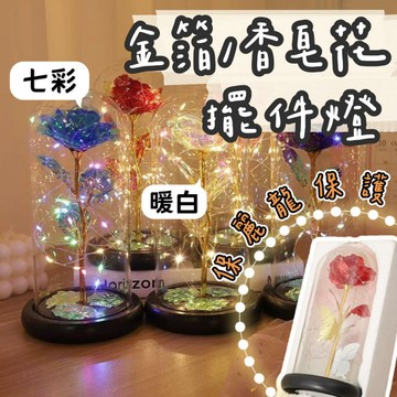 【送禮首選】金箔玫瑰花燈玻璃盅 隔日配達🚀 金箔花香皂花 小夜燈造型燈 銅線燈 LED燈 佈置燈 露營燈 裝飾氣氛燈
