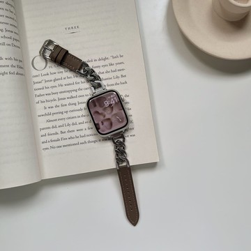 古巴鏈拼接單圈 Apple Watch 真皮錶帶
