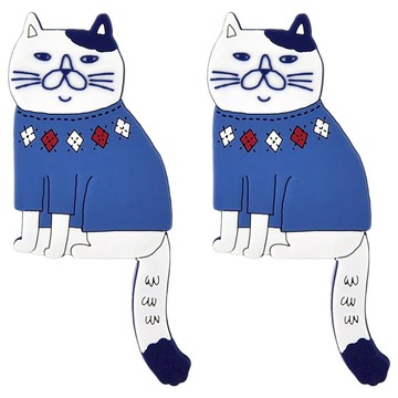 kUSUgURU JAPAN 日本眼鏡貓 Neko Zegawa-san系列 立體造型可彎曲設計 磁鐵掛勾  藍色  2個