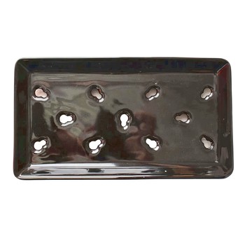 佐和陶瓷 長皿 日本制 22cm寬 12cm高 陶瓷盤  黑洞洞  1個