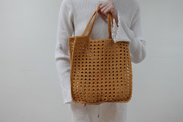 格子肩背包/手作/編織包/網包