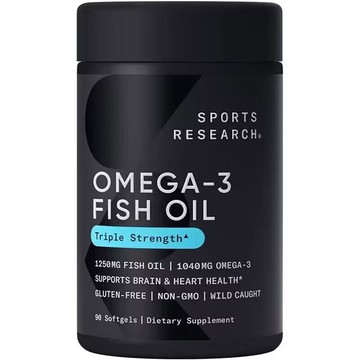 美國代購！原裝正品Sports Researc阿拉斯加野生鱈魚Omega-3魚油1250mg 90粒