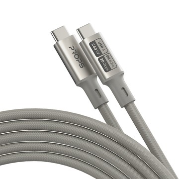 PROPS Type C to Type C 快速充電線 USB4 PD3.1 240W 20Gbps 8K 60Hz  1個  1.8m  鈦銀色