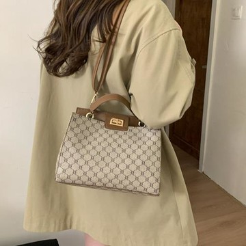 2025時尚高顏值單肩斜挎包復古老花手提包百搭氣質女士通勤包