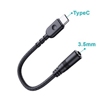 3.5aux 4極母轉typec 轉接線13cm 數位款