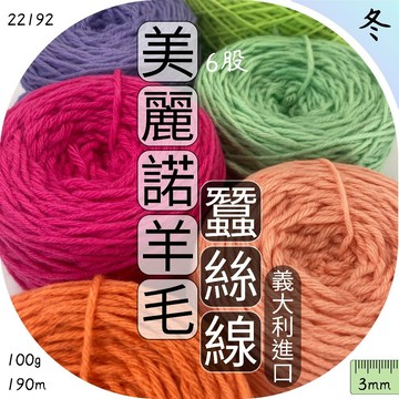 美麗諾羊毛蠶絲線 6股多股紗 義大利進口蠶絲 美麗諾 防縮羊毛 蠶絲 毛衣毛帽 包包 圍巾 上鶴毛線屋 22192