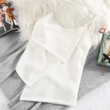 不規則白色吊帶背心女外穿2025夏季新款修身顯瘦短款無袖別致上衣