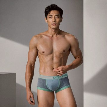 MORINO 經典緹花運動平口褲 質感設計 舒適透氣 四角褲 男內褲/藍色 (MO2420)