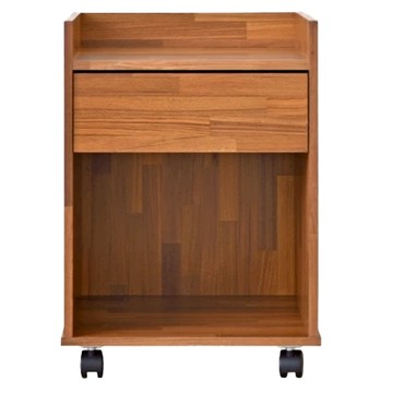 HOPMA 合馬家具 單抽活動桌邊櫃 床邊桌/書邊櫃/多處可擺設  拼版柚木  1個