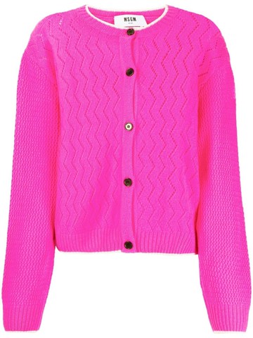 MSGM - open-knit cashmere cardigan - women - Wool/Cashmere - S - Pink