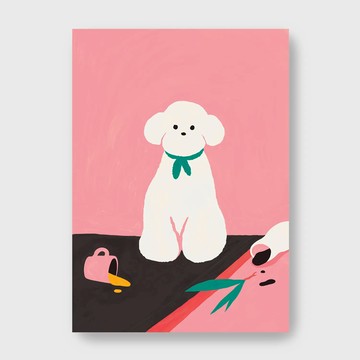 藝術掛畫｜Erdy |  Bichon 比熊犬 - 黑胡桃色鋁框