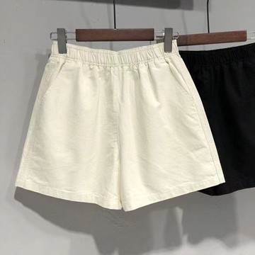 休閒短褲女 全棉夏天  高腰韓版a字褲夏季薄款時尚顯瘦休閒工裝白色短褲女 WH