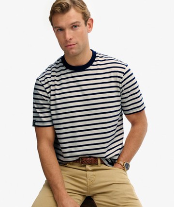 Superdry Men's The Merchant Store- Stripe T-shirt White Size: Xxl