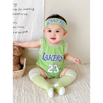 嬰兒夏裝背心球衣套裝男女寶寶純棉籃球服連體衣運動哈衣無袖薄款