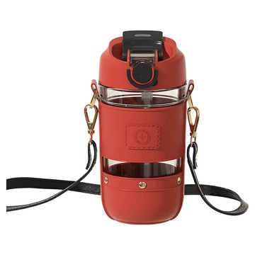 奢華可背式雙飲玻璃壺 520ML  紅黑色  1個