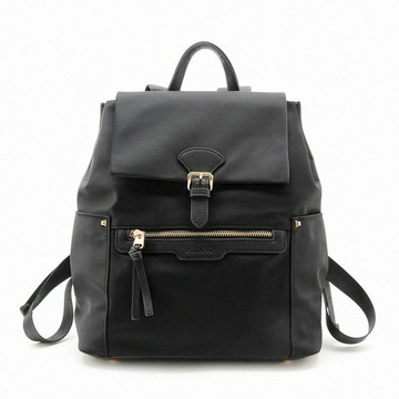 FIRANO- BLACK 防水輕量尼龍翻蓋背包(黑色)