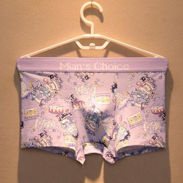 3條男士內褲潮男純棉平角褲卡通青年學生舒適透氣中腰四角短褲頭