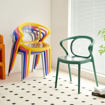 餐椅家用加厚靠背塑料透明椅子現代簡約休閑椅餐廳餐桌椅備用椅子