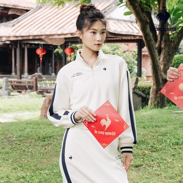 【LE COQ SPORTIF 法國公雞】女款香草色立領上衣LWW22241