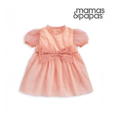 Mamas&Papas 織紗-短袖包屁洋裝(玫瑰)