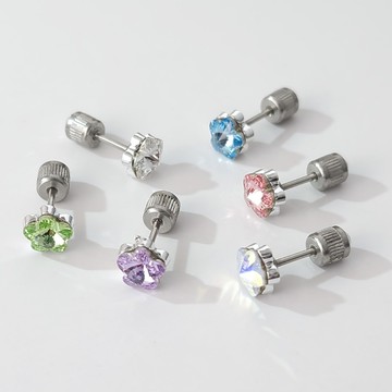 GIUMKA．鎖扣耳環．小花．施華洛世奇元素．單支．MF22008