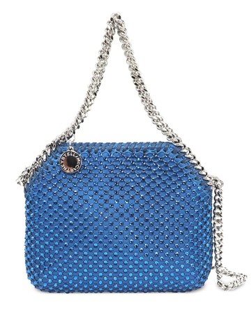 Stella McCartney - Falabella crystal-embellished mini bag - women - Satin/Crystal - One Size - Blue