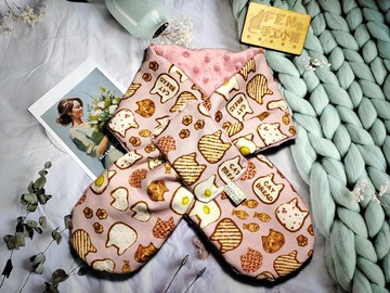 貓咪系列-日本棉布粉色麵包甜點貓咪手作圍脖-大人圍脖-圍巾-脖圍