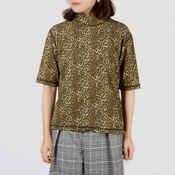 【蛋植物古著】原野豹紋高領古著上衣